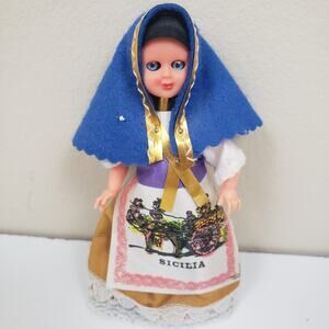 Vintage Sicilian Souvenir Doll Italy 4" Regional Dress 4"